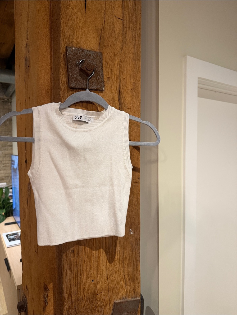 Zara Kids Cream Ribbed Sleeveless Tank